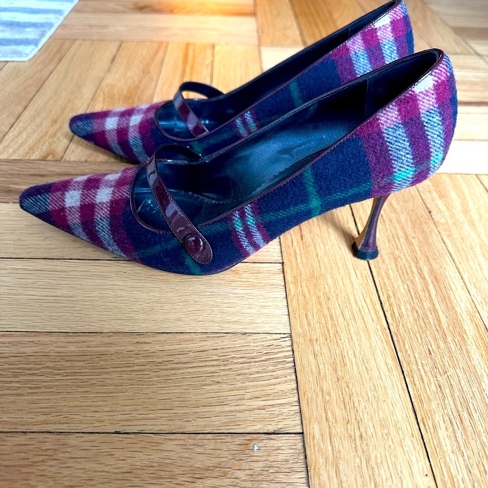 Plaid Manolo Blahnik Mary Jane Women's Heels